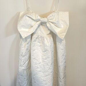 Coquette Chelsea28 White Dramatic Bow Brocade dress Bridal Shower Sorority Med